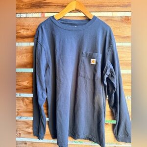 Carhartt Navy Long Sleeve with Pocket Loose Fit XL 16-18